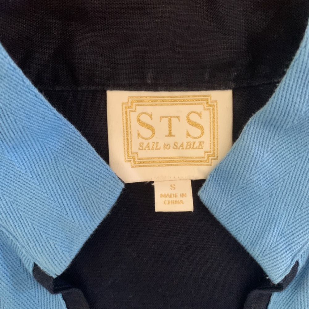 Sail to Sable STS Classic Linen Long Sleeve Tunic Dress Small Navy Blue - Picture 4 of 5